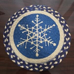 Blue and Cream Snowflake Woven Trivet